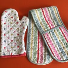 2 Cath Kidston Vintage Candy Stripe Spotty Single Double Oven Gloves Bundle Lot