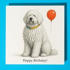 Komondor Dog - Happy Birthday Card & Envelope - Personalised card - Friend