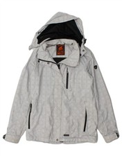 IGUANA Womens Hooded Windbreaker Jacket EU 38 Medium Grey Check BW03