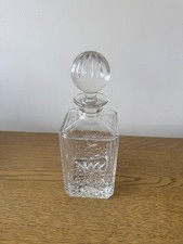 ROYAL DOULTON 10" CRYSTAL SQUARE SPIRIT WHISKY DECANTER