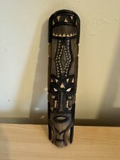 Tiki Mask 10.2" Hawaiian Home Wall Decor Tribal Polynesian Carved Wood Mask Deco