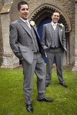  3Pcs Mens Suit Notch Lapel Wedding Tuxedo Bestmen Grey Groom Offical Blazer New