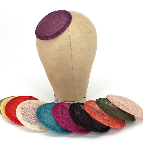 Sinamay straw round fascinator - sinamay,