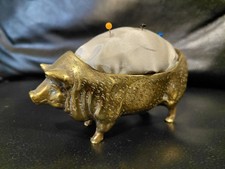 Antique Brass Pig Sewing Pin
