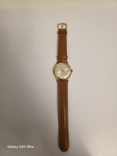 Garrard Automatic 9ct Gold circa 1980 leather brown strap 