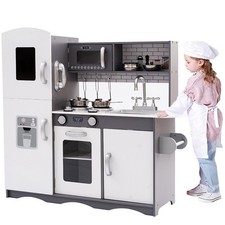 Toy Role Play Kitchen Wooden Kids Pretend With Cooking Accessories Set Gift Pink