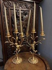 Pair vintage gilt brass - of,