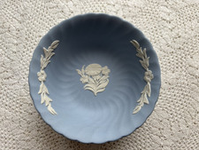 Vintage Wedgewood Blue Jasperware Spiral Fluted Floral Dish Small Bowl