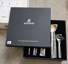 30 Piece Cutlery Set for 6 People, Karaca Orion, Stainless Steel, Matte Gold