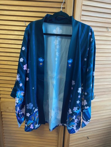 Floral blue kimono jacket - kimono,