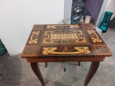 1960 Italian Wooden Inlaid Table With Music Box