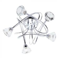 Litecraft Ceiling Light Semi Flush Glass Shaded 5 Arm - Polish Chrome Clearance 