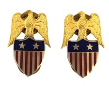 GENUINE U.S. Army Aide 2 Star MAJOR GENERAL Metal Enamelled Collar Badges PAIR.