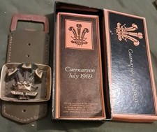 Prince of Wales Investiture Caernarvon 1969 Leather/Brass Bottle Opener - Boxed