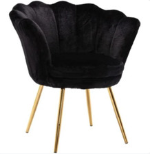 Accent Chair in Velvet Modern Vanity Armchair Unique Petal Backrest Tub Chair