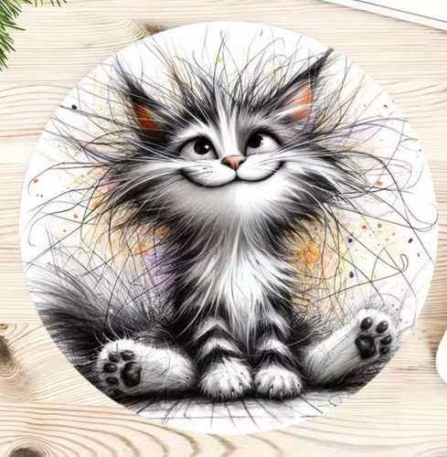 Whimsical cat print mouse - cat, mat