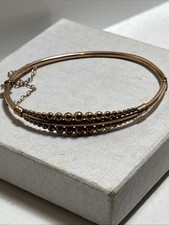 Antique 9ct Rose Gold Beaded Victorian Bangle Hand Made Chester Hallmarks Small