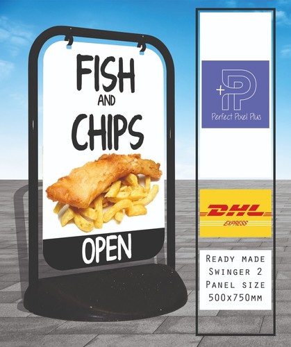 Fish chips open - &,