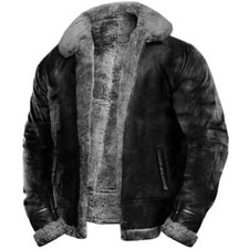 Winter Men's Faux Fur Jackets Fleece Warm Turn Down Collar Casual Plush Coat Men