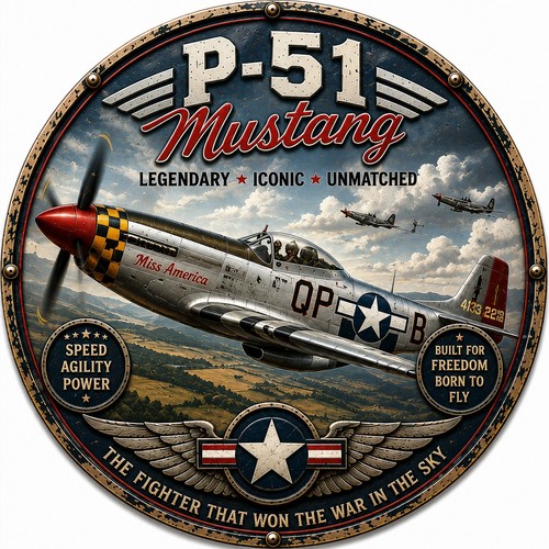 P51 mustang metal - p51, sign