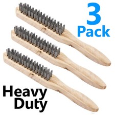 3x Wire Brush 4 Row Rust
