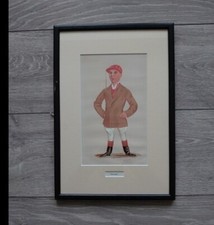 Framed ANTIQUE VANITY FAIR SPY PRINT Tom Loates Jockey Horse Racing 1890 