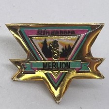 Singapore Merlion Mascot Pin Lapel Badge Lion Fish Mythical Creature Souvenir