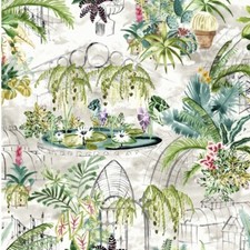 Eden, Fern Leaves ,Pond, with Cactus and flowers Oilcloth Tablecloth Wipe Clean 