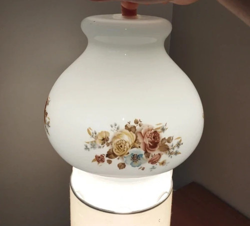 Vintage milk glass floral - vintage, lamp