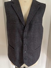 New Jeff Banks Men’s Collared Grey Tweed Waistcoat 46 Size (XL)