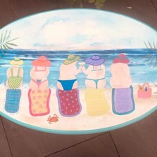 'Beach Bums' hand painted oval coffee table, for conservatory or garden house