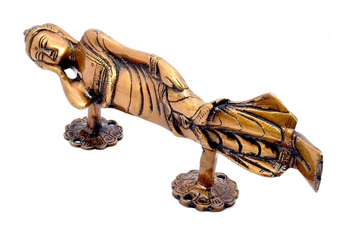 Brass buddha door handle - brass,