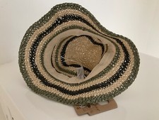 Primark Stripped Straw Summer Hat Beige/Green/brown One Size