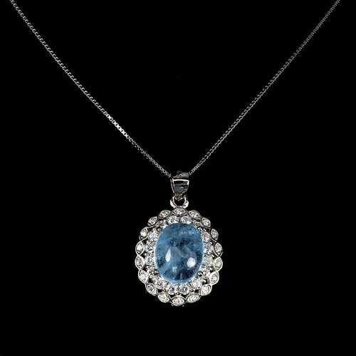 Silver pendant aquamarine - silver,