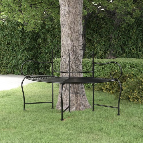 150cm round tree bench black - 150cm,