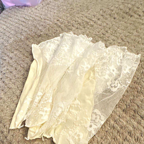 White floral sheer lace fabric - white,