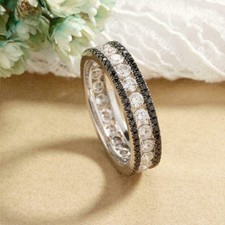 2 CT Round Cut Diamond Full Eternity Engagement Wedding Band 14K White Gold Over