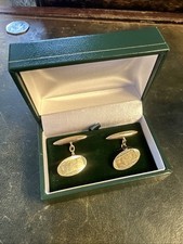 Antique George V Hallmarked 9ct Solid Gold Torpedo Chain Cufflinks Engine Turned