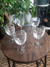 1920's Etched Wine Glasses Set