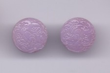 PAIR Victorian glass buttons - with botanical