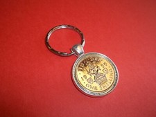 SHILLING COIN - SILVER CASED PENDANT KEY RING - SCOTTISH LION - 1947 to 1966
