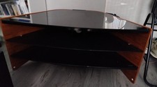 Techlink Wood And Black Glass Corner TV Stand Great Condition