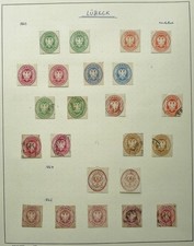 LUBECK GERMAN STATES 1863-65 COAT OF ARMS M&U STAMP GROUP UPTO 4sch