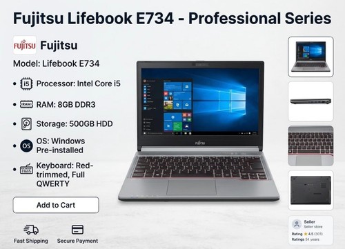 Laptop fujitsu lifebook e734 - fujitsu,