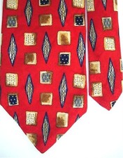 Boulder Trading Group Men's Silk Novelty Neck Tie Red Multi 3 3/4" x 59"