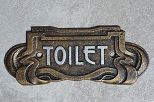 Toilet Door Sign Art Nouveau Antique Bronze Effect Cast Iron 18.5cm
