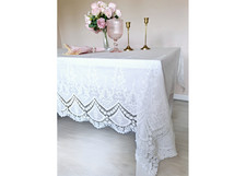 Tablecloth - French country style lace and embroidery for weddings, christening