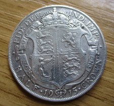 Half Crown Coin  King George V - Sterling Silver .925   1915              222