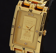 CREDIT SUISSE Fine Gold 999.9 FK-929-C 04267 Quartz Ladies Watch Gold Ingot 1G.