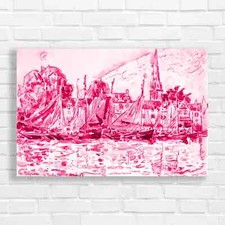 Vibrant Sailing Vessels Pink Canvas Print Large Picture Wall Art